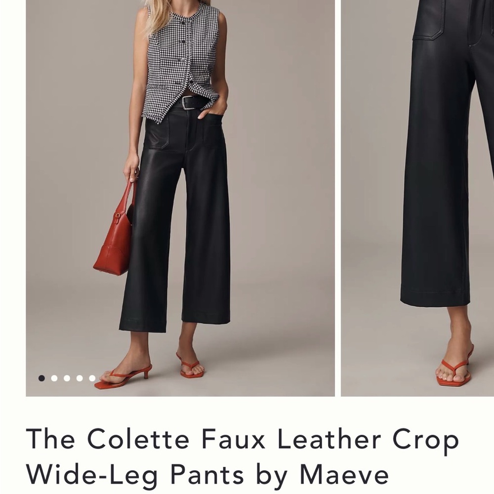 Anthropologie Maeve Black Faux Leather Wide-Leg Pants